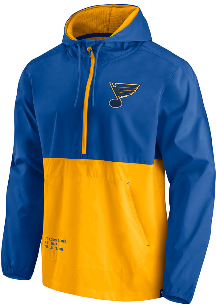 St Louis Blues Mens Blue Woven Anorak Pullover Jackets