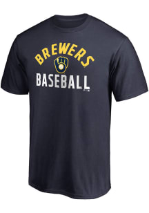 Milwaukee Brewers Navy Blue Arched Team Baseball Short Sleeve T Shirt