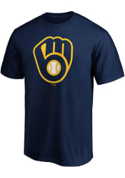 Milwaukee Brewers Navy Blue Primary Logo Short Sleeve T Shirt