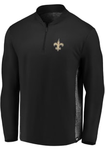 New Orleans Saints Mens Black Iconic Clutch Long Sleeve 1/4 Zip Pullover