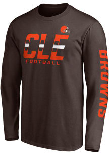 Cleveland Browns Brown Facemask Long Sleeve T Shirt