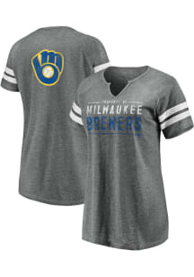 Milwaukee Brewers Womens Grey Raglan Short Sleeve T-Shirt
