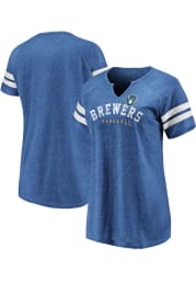 Milwaukee Brewers Womens Blue Raglan Short Sleeve T-Shirt