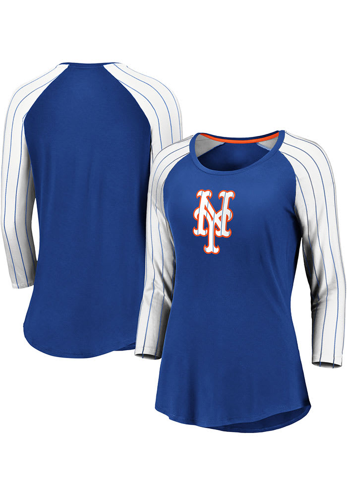 NY Mets Mets Blue Skyline Long Sleeve V-Neck