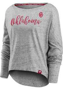 Oklahoma Sooners Womens Grey Iconic Speckled LS Tee