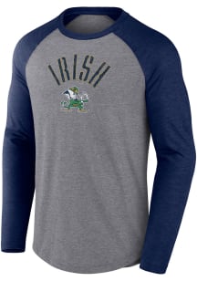 Notre Dame Fighting Irish Charcoal Triblend Rough N Tough Raglan Long Sleeve Fashion T Shirt