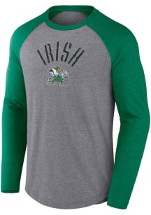 Notre Dame Fighting Irish Charcoal Triblend Rough N Tough Raglan Long Sleeve Fashion T Shirt