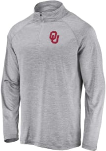 Oklahoma Sooners Mens Grey Striated Long Sleeve 1/4 Zip Pullover