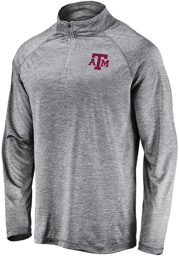Texas A&M Aggies Mens Grey Striated Long Sleeve 1/4 Zip Pullover
