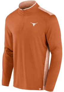 Texas Longhorns Mens Burnt Orange Iconic Brushed Poly Long Sleeve 1/4 Zip Pullover