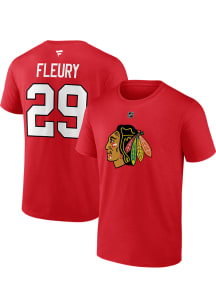 Marc-Andre Fleury Chicago Blackhawks Red Authentic Stack Short Sleeve Player T Shirt