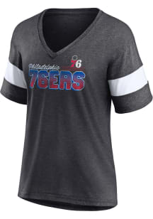 Philadelphia 76ers Womens Charcoal History View Short Sleeve T-Shirt