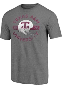Texas A&amp;M Aggies Charcoal Vault Helmet Arch Triblend Short Sleeve Fashion T Shirt