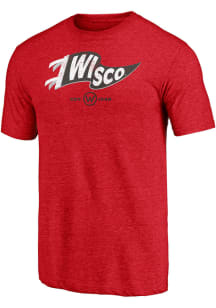 Red Wisconsin Badgers Vault Old Style Triblend Short Sleeve Fashion T Shirt