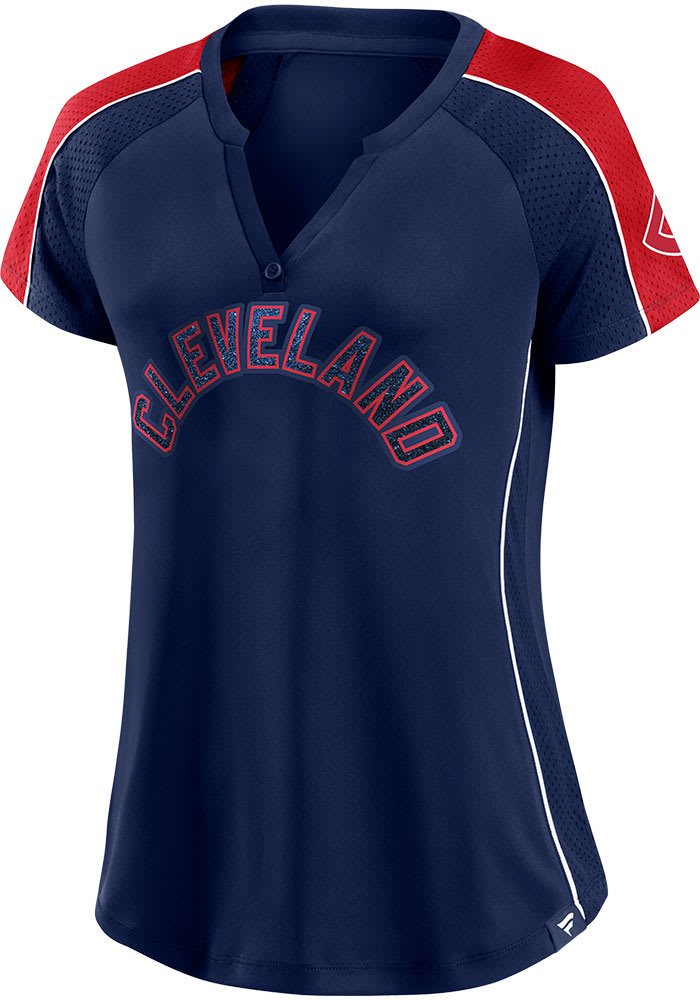 Cleveland Indians Womens Classic Fashion Baseball Jersey - Navy Blue