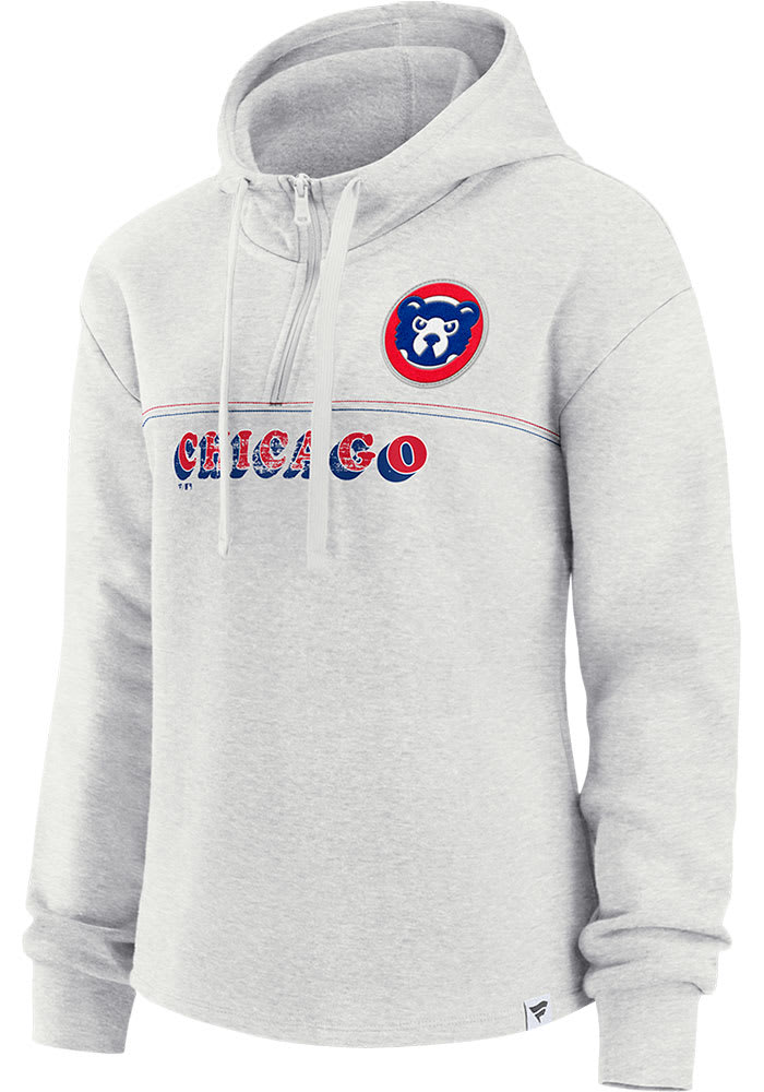 Chicago Cubs Womens Oatmeal Classic Hooded Sweatshirt