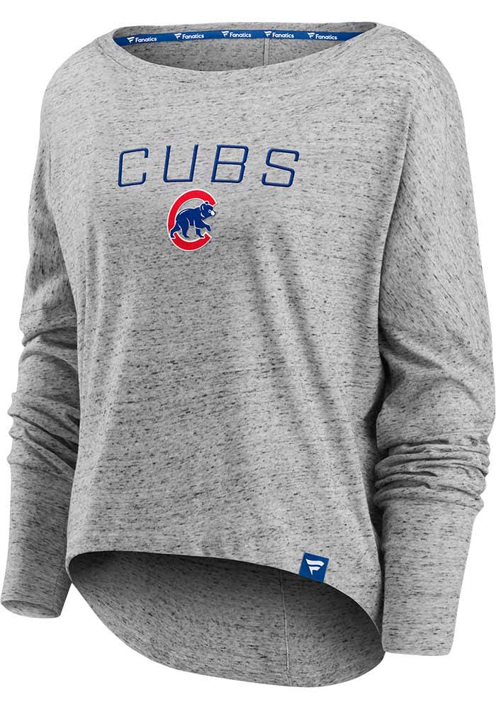 Chicago Cubs Womens Blue Boyfriend LS Tee