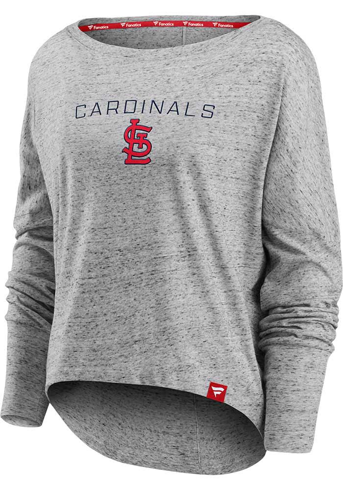 St Louis Cardinals Womens Grey Iconic LS Tee
