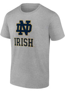 Notre Dame Fighting Irish Grey Team Lockup Short Sleeve T Shirt