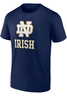 Notre Dame Fighting Irish Navy Blue Team Lockup Short Sleeve T Shirt