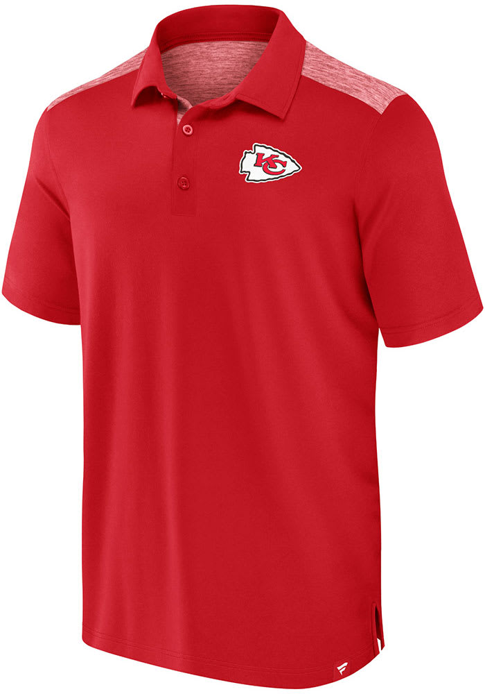Kansas City Chiefs Mens Red BRUSHED POLY BLOCKED Short Sleeve Polo