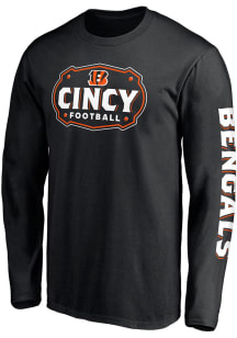 Cincinnati Bengals Black FACEMASK Long Sleeve T Shirt