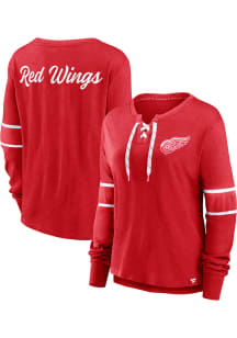 Detroit Red Wings Womens Red Iconic LS Tee