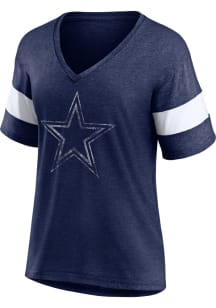 Dallas Cowboys Womens Navy Blue Distrressed Team Short Sleeve T-Shirt