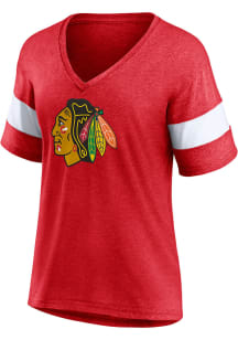 Chicago Blackhawks Womens Red History View Short Sleeve T-Shirt