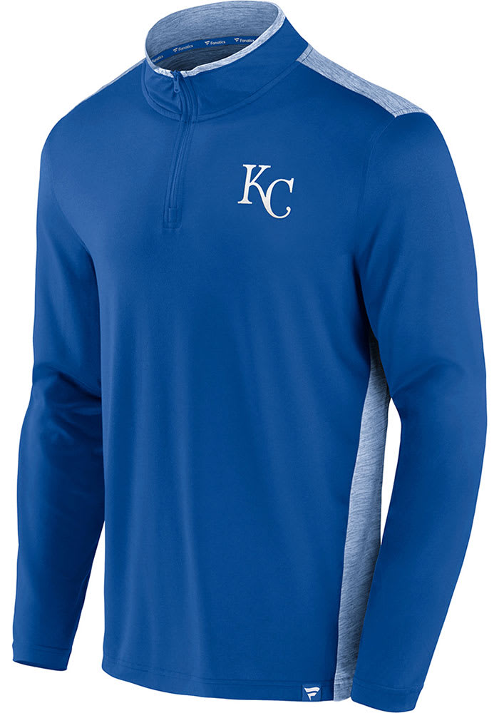 Nike Kansas City Royals Mens Blue ICONIC BRUSHED POLY QZ Long Sleeve 1/4 Zip Pullover