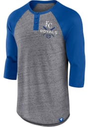 Kansas City Royals Charcoal ICONIC SPECKLED HENLEY Long Sleeve Fashion T Shirt