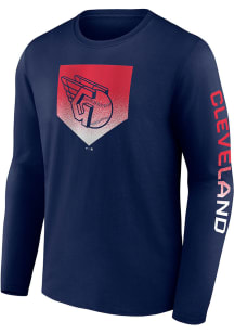 Nike Cleveland Guardians Navy Blue ICONIC COTTON CLEAR SIGN LS Long Sleeve T Shirt