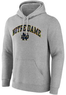 Notre Dame Fighting Irish Mens Grey Arch Mascot Long Sleeve Hoodie