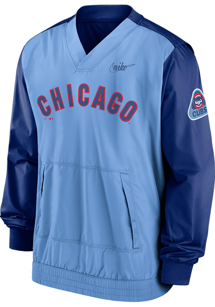 Nike Cubs COOPERSTOWN V-NECK Light Blue Pullover Jackets - Light Blue