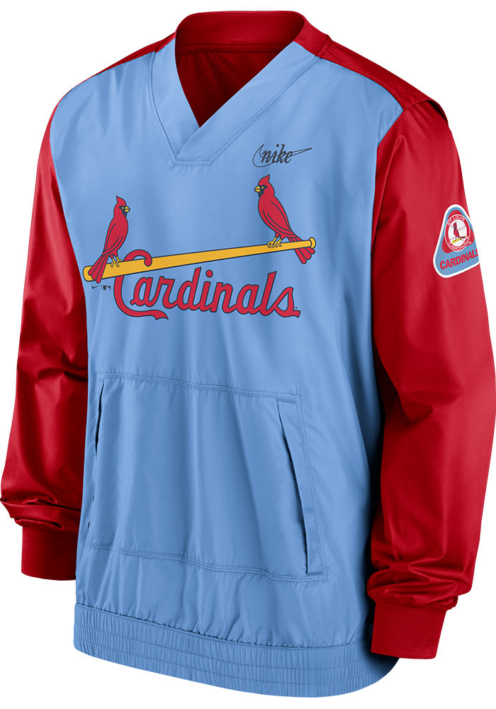 Nike St Louis Cardinals Mens Light Blue COOPERSTOWN V-NECK Pullover Jackets