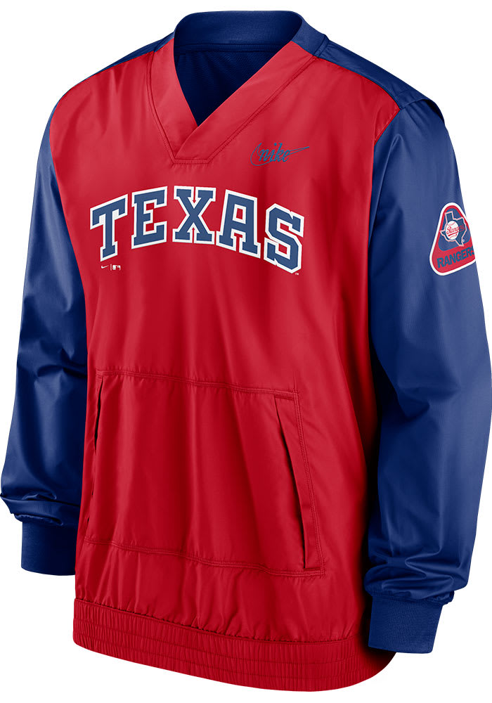 Nike Texas Rangers Mens Red COOPERSTOWN V-NECK Pullover Jackets