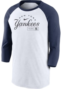 Nike New York Yankees White MODERN ARCH RAGLAN Long Sleeve Fashion T Shirt