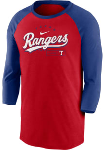 Nike Texas Rangers Red MODERN ARCH RAGLAN Long Sleeve Fashion T Shirt