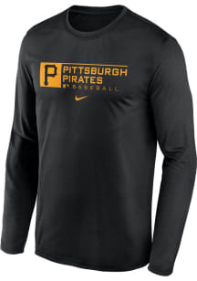 Nike Pittsburgh Pirates Black TEAM ISSUE LS LEGEND TEE Long Sleeve T-Shirt