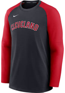 Nike Cleveland Guardians Mens Charcoal PREGAME CREW TOP Long Sleeve Sweatshirt