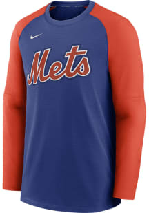 Nike New York Mets Mens Navy Blue PREGAME CREW TOP Long Sleeve Sweatshirt
