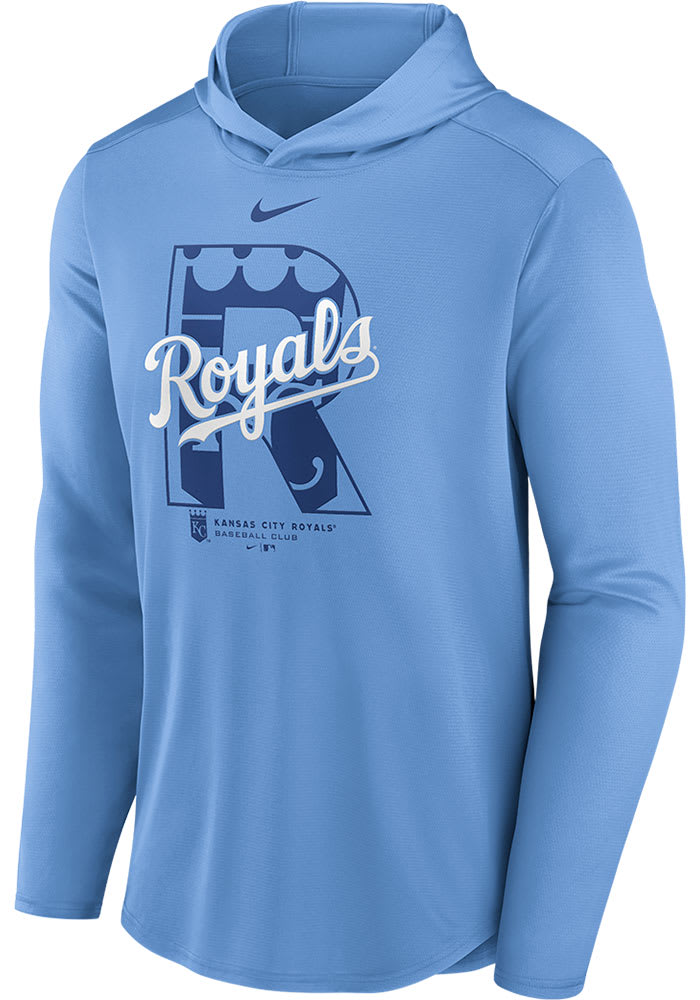 Nike Kansas City Royals Mens Light Blue TEAM LETTERMAN DRI-FIT Hood