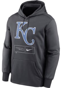 Nike Kansas City Royals Mens Charcoal THERMA FLEECE Hood