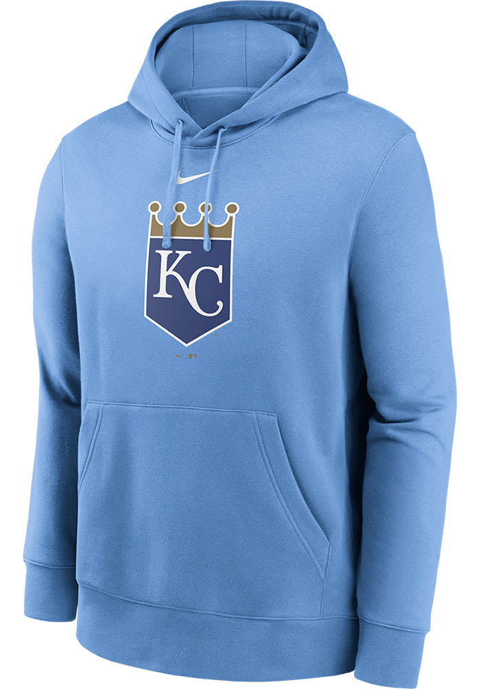 Nike Kansas City Royals Mens Light Blue CLUB FLEECE Long Sleeve Hoodie