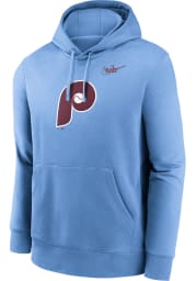 Nike Philadelphia Phillies Mens Light Blue COOPERSTOWN CLUB FLEECE Long Sleeve Hoodie
