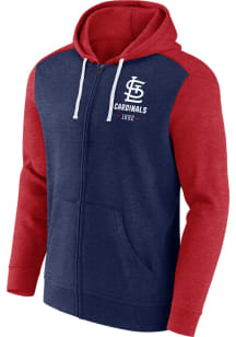 St Louis Cardinals Mens Red Heathered Cotton Fleece FZ Long Sleeve Full Zip Jacket