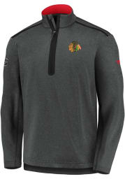 Chicago Blackhawks Mens Grey Travel and Training Long Sleeve 1/4 Zip Fashion Pullover