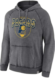 Indiana Pacers Mens Charcoal Team Classics Washed PO Long Sleeve Hoodie