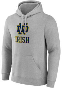 Notre Dame Fighting Irish Mens Grey Primary Logo Long Sleeve Hoodie