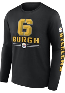 Pittsburgh Steelers Black Sweep Sleeve Long Sleeve T Shirt